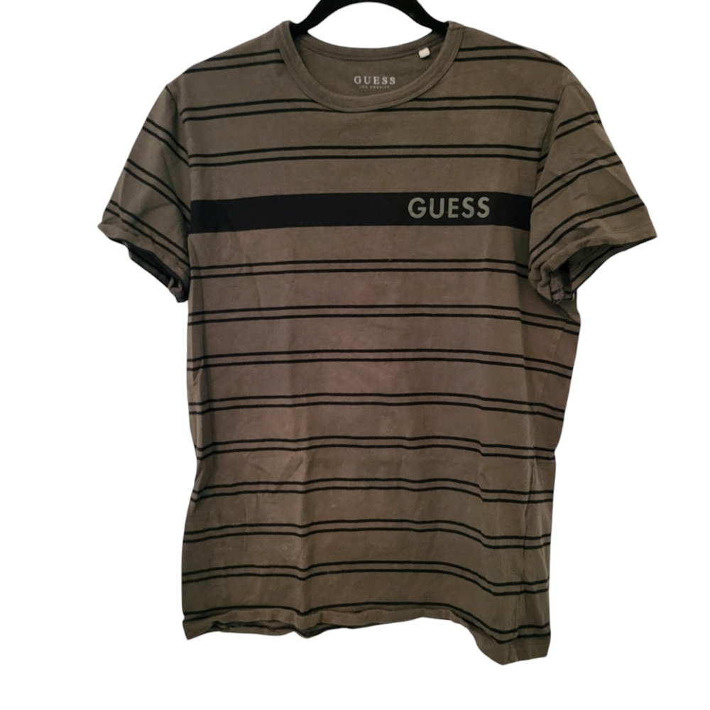 Guess Stripe Tee Black/Green sz M